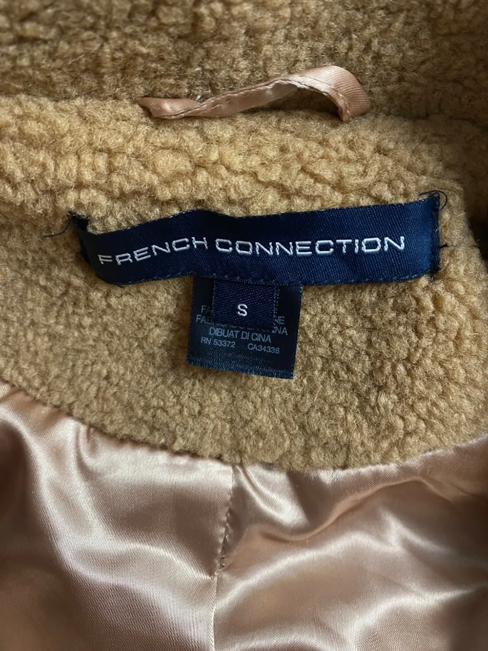French Connection Camel Faux Fur Teddy Mixed media Short Jacket Coat Size S - Picture 6 of 9